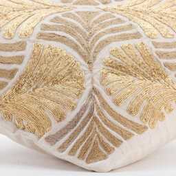 "Decorative Ginkgo, Zardozi, Jute Gold Euro Pillow Cover 24""x24""/26""x26" - thumbnail 2