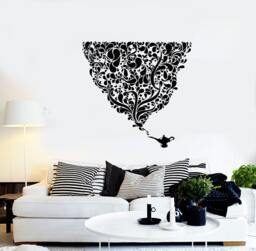 Magic Lamp Wall Vinyl Decal Cool Floral Flower Decor Fantasy-Themed Space Sticker 2330Di - thumbnail 1