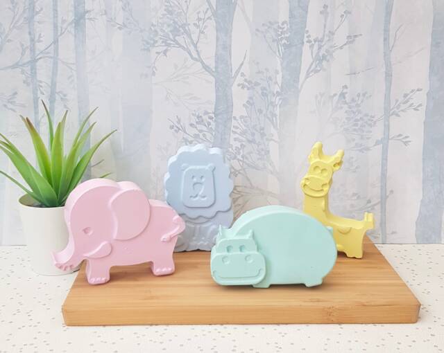 Pastel Concrete Safari Animals - Baby Nursery Decor - image 1