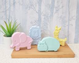 Pastel Concrete Safari Animals - Baby Nursery Decor - thumbnail 1