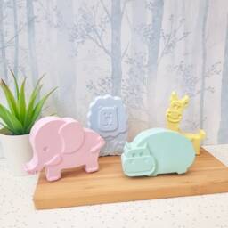 Pastel Concrete Safari Animals - Baby Nursery Decor - thumbnail 3