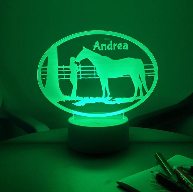 Personalised Horse & Girl Led Night Light Equestrian Gift - image 1