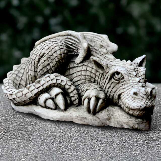 Stone Dragon Statue Concrete Relaxing Figurine Cement Animal Decoration Handmade Laying Ornament Wildlife Sculpture Lover Gift - image 1
