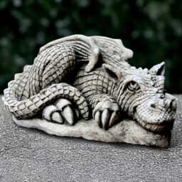 Stone Dragon Statue Concrete Relaxing Figurine Cement Animal Decoration Handmade Laying Ornament Wildlife Sculpture Lover Gift - thumbnail 1