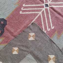 Grey Red Wool Jute Rug - Living Room/Bedroom Study Entryway - thumbnail 3
