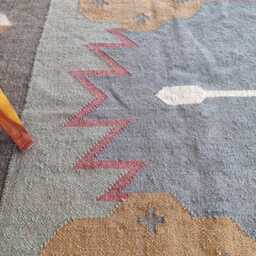 Grey Red Wool Jute Rug - Living Room/Bedroom Study Entryway - thumbnail 4