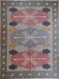 Grey Red Wool Jute Rug - Living Room/Bedroom Study Entryway - thumbnail 1