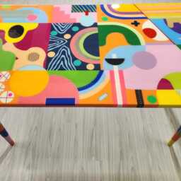 Resin Pop Art Coffee Table Colorful Mid-Century Modern Side Table - thumbnail 3