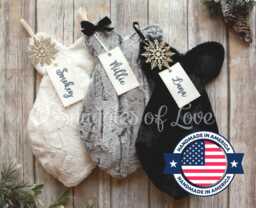 Personalized Fur Cat Christmas Stocking Handmade Fish-Shaped Design in Your Choice Of Colors