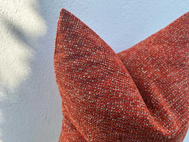 Burnt Orange Tweed Pillow Cover Boho Decorative Cushion - All Duties Paid Usa - image 1