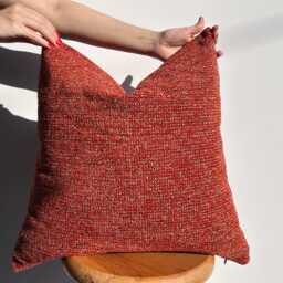 Burnt Orange Tweed Pillow Cover Boho Decorative Cushion - All Duties Paid Usa - thumbnail 2