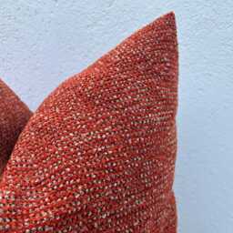Burnt Orange Tweed Pillow Cover Boho Decorative Cushion - All Duties Paid Usa - thumbnail 3