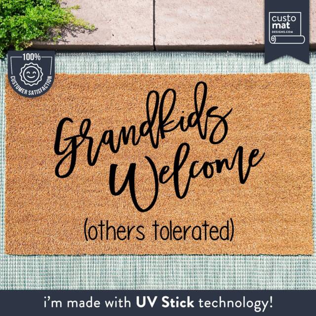 Grandkids Welcome Others Tolerated - Funny Custom Doormat Family Mat Porch Decor Grandparent Gift Ideas - image 1
