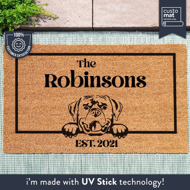 Rottweiler Door Mat - Dog Doormat- Custom Pet Breed Personalized Animal Doormat Cute Family Lover Gift Couples - image 1