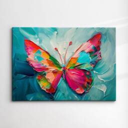 Colorful Butterfly Abstract Oil Painting Pop Art Style Wall Framed Canvas Poster Print Home Kitchen Living Room Decor Wildlife Gifts - thumbnail 3