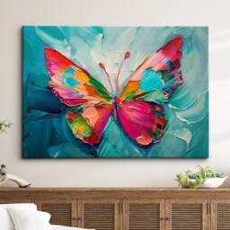 Colorful Butterfly Abstract Oil Painting Pop Art Style Wall Framed Canvas Poster Print Home Kitchen Living Room Decor Wildlife Gifts - thumbnail 1