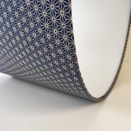 Navy Blue Lampshade in Cotton Kasuri Geometric Design, With White Lining - thumbnail 4
