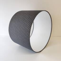 Navy Blue Lampshade in Cotton Kasuri Geometric Design, With White Lining - thumbnail 2