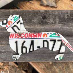 Handmade Daschund Dog Pet License Plate Metal Rustic Decor Wood Sign Wall Art Pallet - thumbnail 3