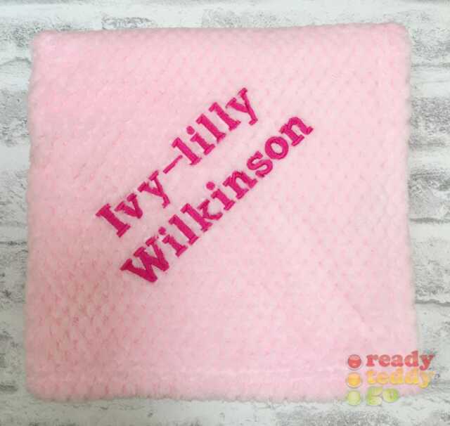 Personalised Newborn Baby Blankets/Wrap - Waffle Fabric 6 Colours Any Name Text Embroidered. Gift - image 1