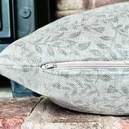1571. Handmade Small Green Trailing Leaves Linen Blend Cushion Cover, 16x16 - thumbnail 2