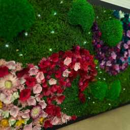 Handmade Large Preserved Moss Wall Art With Led Light & Flowers Colourful Decor - thumbnail 2