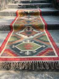 Kilim Runner Rug - Handwoven Boho Kilim, Handmade For Entryway, Hallway, Kitchen, Bedside, Custom Size Runner, Traditional Motif - thumbnail 1