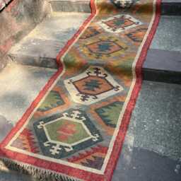Kilim Runner Rug - Handwoven Boho Kilim, Handmade For Entryway, Hallway, Kitchen, Bedside, Custom Size Runner, Traditional Motif - thumbnail 4