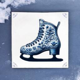 Ice Skates, Tile, Delft Blue, Kitchen, Bathroom, Wall Art, Blue Ceramic, Backsplash, Silver, Dutch Skates - thumbnail 2