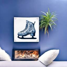 Ice Skates, Tile, Delft Blue, Kitchen, Bathroom, Wall Art, Blue Ceramic, Backsplash, Silver, Dutch Skates - thumbnail 3