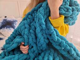 Ready To Ship Super Chunky Knit Blanket, Chenille Chunky Knits, Arm Knitted Blankets, Throw, Gift - thumbnail 1