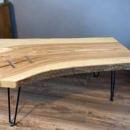 Handcrafted Live Edge Olive Ash Coffee Table With Hairpin Legs - thumbnail 2