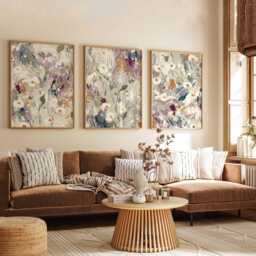 Abstract Floral Wall Art Set Of 3, Brushstroke Flower Prints, Modern Impressionist Botanical Posters For Living Room Or Bedroom Decor - thumbnail 3