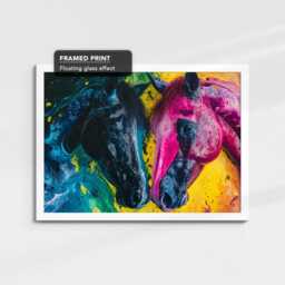 Abstract Horses Painting Paint Splash Framed Poster Print & Canvas Wall Decor Art Bedroom Home Living Room Horse Rider Gift - thumbnail 3