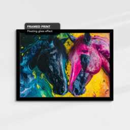 Abstract Horses Painting Paint Splash Framed Poster Print & Canvas Wall Decor Art Bedroom Home Living Room Horse Rider Gift - thumbnail 2