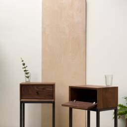 Konk ??? Wallark Cupboard [Walnut Side Table] Bespoke Sizes Available Walnut & Steel Bedside Table, Industrial End Table With Storage - thumbnail 3