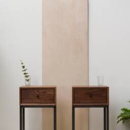 Konk ??? Wallark Cupboard [Walnut Side Table] Bespoke Sizes Available Walnut & Steel Bedside Table, Industrial End Table With Storage - thumbnail 2