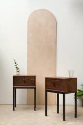 Konk ??? Wallark Cupboard [Walnut Side Table] Bespoke Sizes Available Walnut & Steel Bedside Table, Industrial End Table With Storage