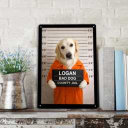 Personalised Pet Mugshot Metal Sign - Custom Dog Prison Portrait Funny Wall Art Gift For Lovers - thumbnail 3