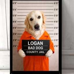 Personalised Pet Mugshot Metal Sign - Custom Dog Prison Portrait Funny Wall Art Gift For Lovers - thumbnail 2