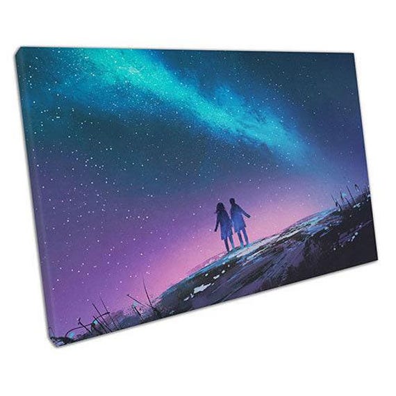 Young Couple Milky Way Canvas Art Ready To Hang Wall Decor For Home Office - image 1