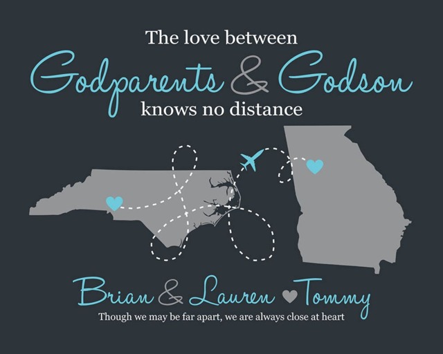 Godparent To Godchild Long Distance Map Art Print - image 1