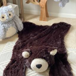 Chocolate Brown Bear Rug in Faux Fur For Forest Nursery - thumbnail 3