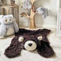 Chocolate Brown Bear Rug in Faux Fur For Forest Nursery - thumbnail 1