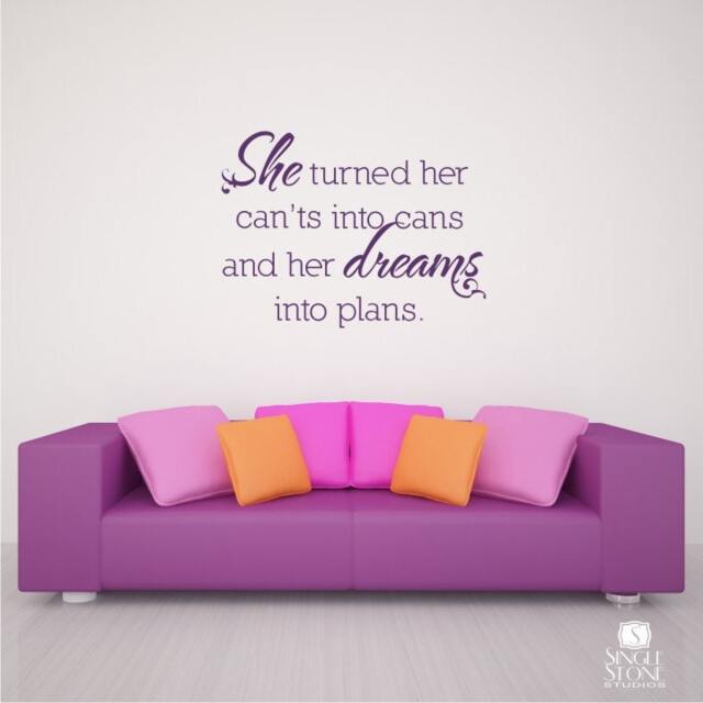 Inspirational Quote Wall Decal Dreams Into Plans Vinyl Art - image 1