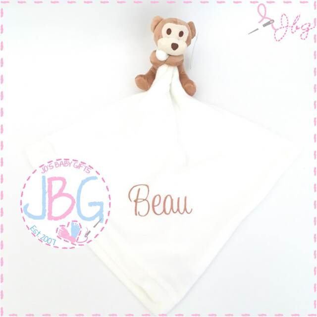 Personalised Monkey Comforter, Mumbles Comforter Blanket, Christening & New Baby Gift, Blanket - image 1