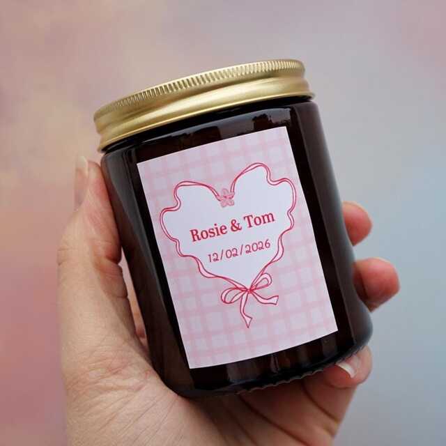 Personalised Engagement Wedding Day Candle Soy Wax Gift For Her Him Them Engaged - image 1