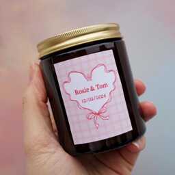 Personalised Engagement Wedding Day Candle Soy Wax Gift For Her Him Them Engaged - thumbnail 1