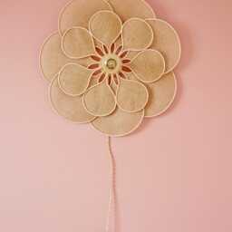 14 Petal Linen & Rattan Flower Wall Light - Chandelier Lamp Handcrafted - thumbnail 2