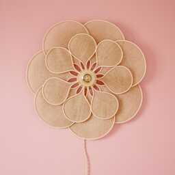 14 Petal Linen & Rattan Flower Wall Light - Chandelier Lamp Handcrafted - thumbnail 3